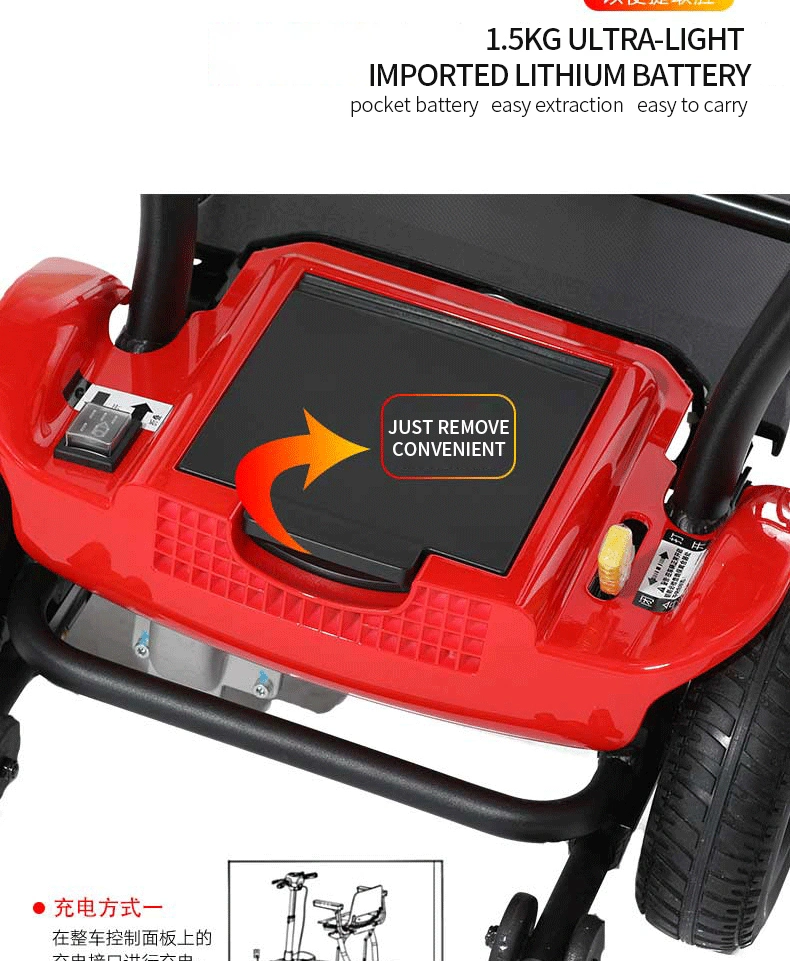 Four Wheels Small Size Convenient Foldable Electric Handicap Scooter for Trvalling