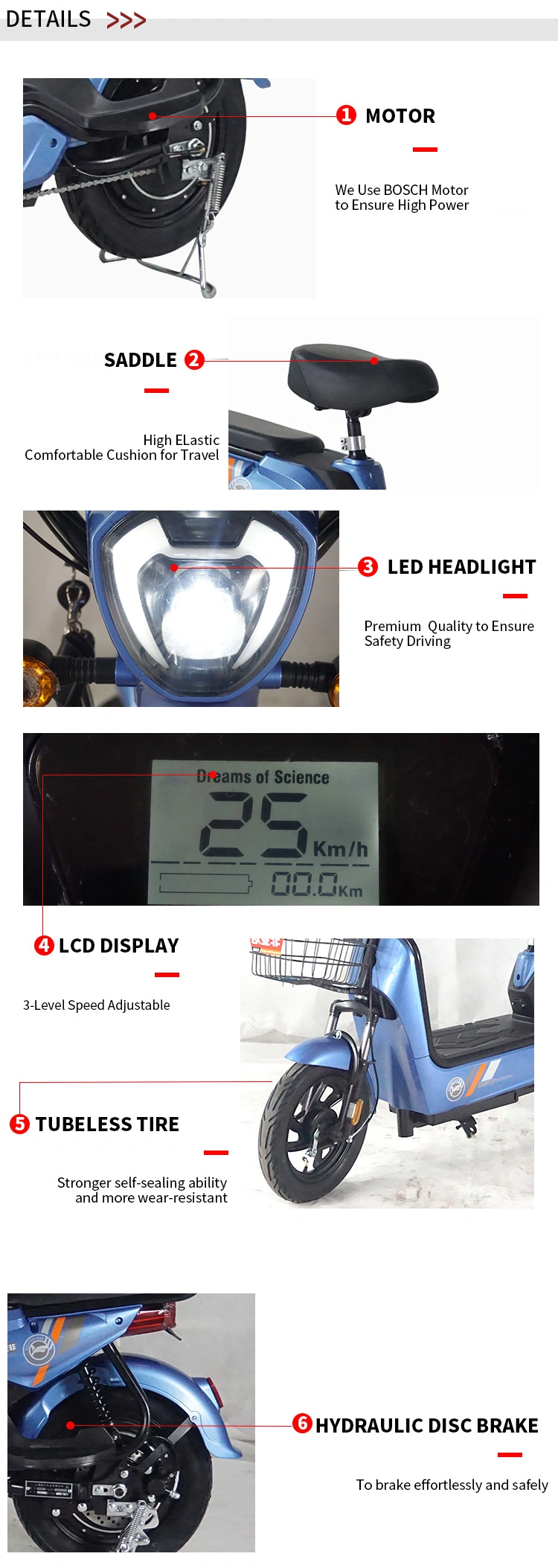 2022 China Factory Supply High Quality 2 Wheel E Scooter 48V 350W