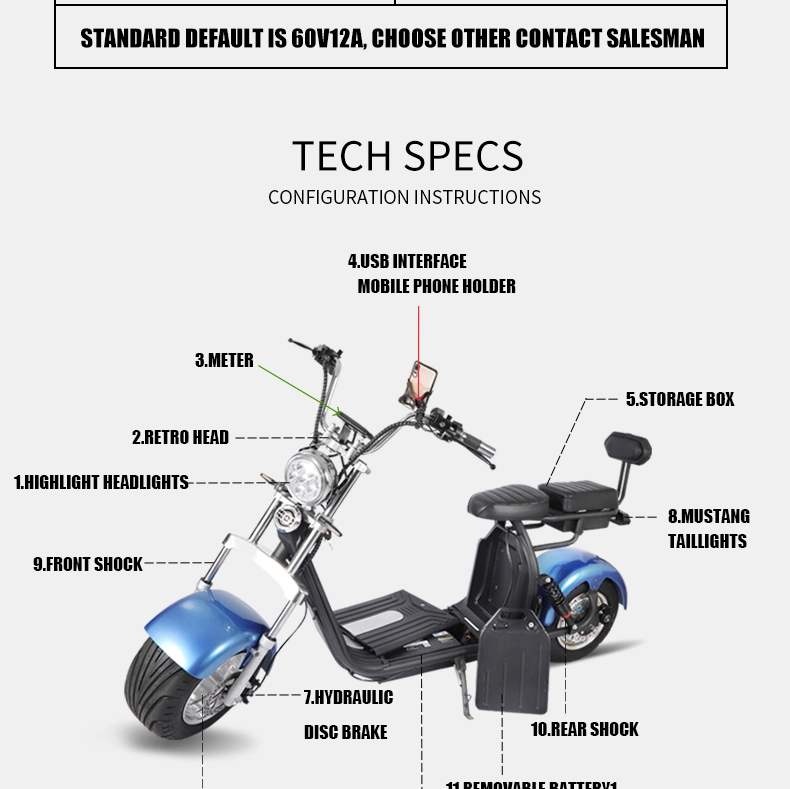 Attractive Design 60V Two Wheel White Electric Motorcycle Scooter for Adult